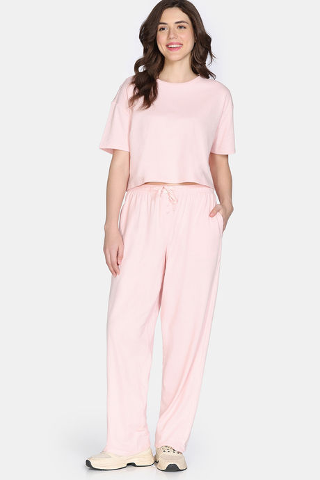 Zivame 2 Mile Fashion Knit Cotton Loungewear Set - Pink Dogwood — image 3